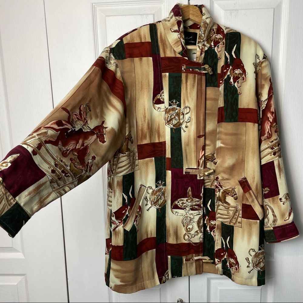 Wool Blend Jacket Chore Style Utility With English Hunt Club Motif